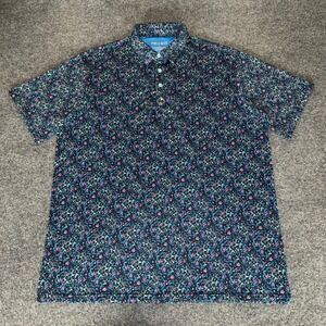 Pins and Aces Golf Polo Shirt Mens XXL‎ Floral Short Sleeve Performance Stretch